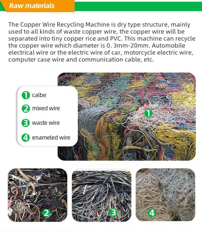 Câble cuivre des déchets 500KG/H réutilisant la machine de granulatoire de câble de chute d'équipement